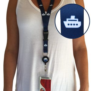 Cruise Card Holder & Lanyard [2 Pack] Ship Design (Blue)
